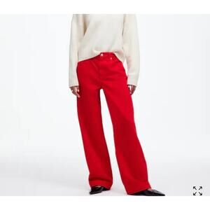 Madewell Bright Cherry Red Low-Slung Baggy Jeans Womens Size 27 NS909 Relaxed